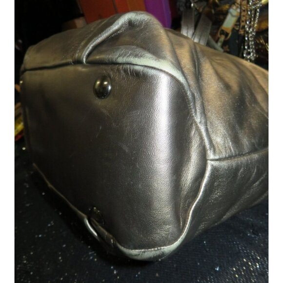 Coach Soho Metallic Gold Bronze Leather Pleated Carryall Handbag - Picture 7 of 12